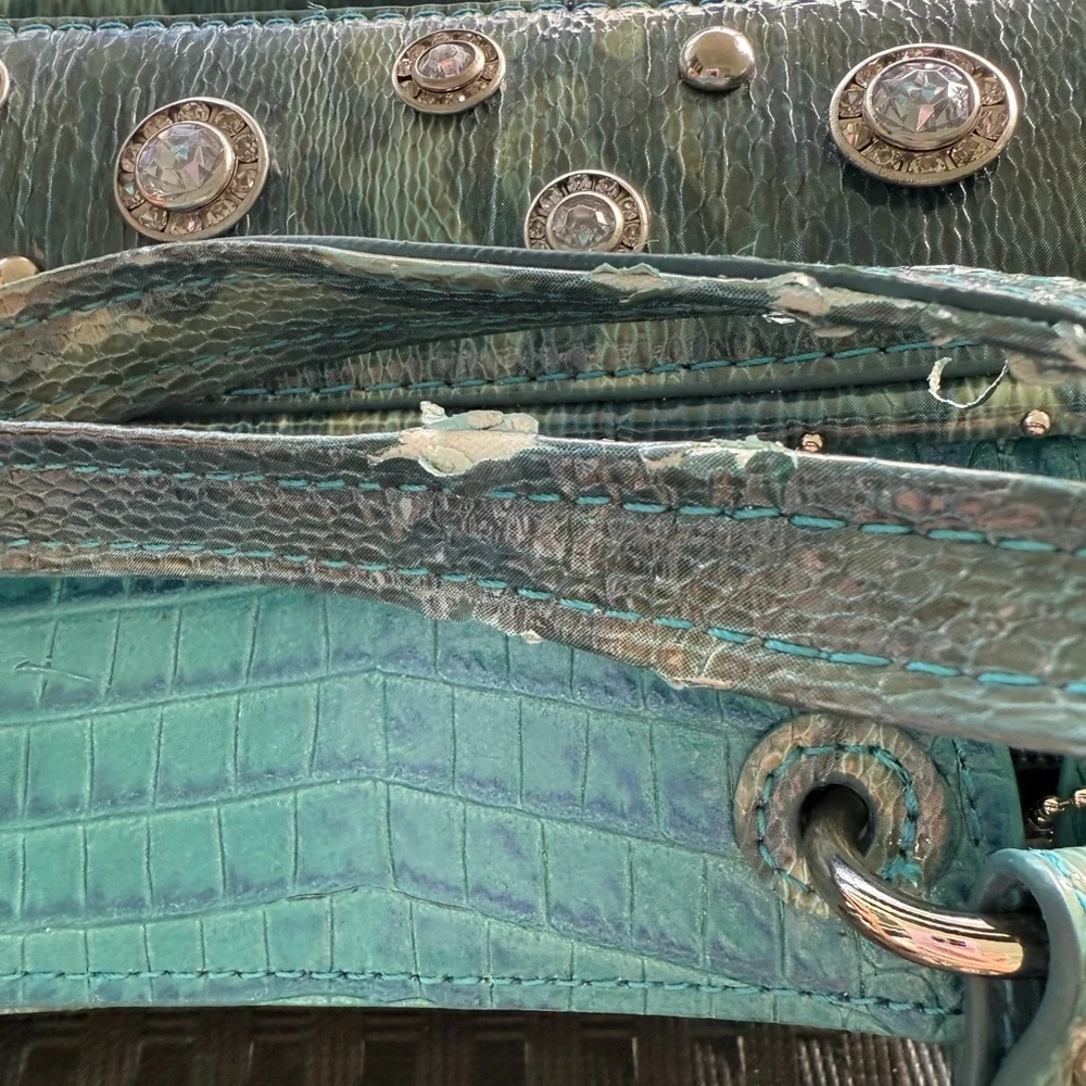 M.C. Turquoise Leather Crocodile Bag